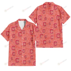 Cleveland Indians Peach Puff Hibiscus Tomato Orange Background 3D Hawaiian Shirt