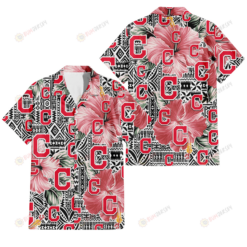 Cleveland Indians Pink Hibiscus Black Pattern White Background 3D Hawaiian Shirt