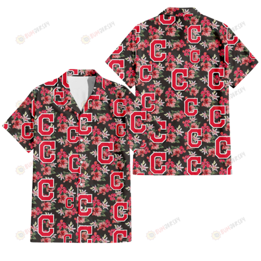 Cleveland Indians Pink Hibiscus Orchid Brown Background 3D Hawaiian Shirt