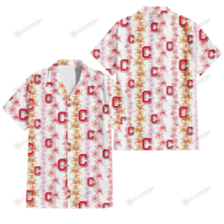 Cleveland Indians Pink Hibiscus Yellow Pink Orchid White Background 3D Hawaiian Shirt