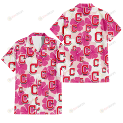 Cleveland Indians Pink White Hibiscus Misty Rose Background 3D Hawaiian Shirt