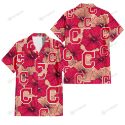 Cleveland Indians Red Beige Hibiscus Beige Background 3D Hawaiian Shirt