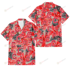 Cleveland Indians Red Hibiscus Gray Leaf Gainsboro Background 3D Hawaiian Shirt