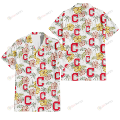 Cleveland Indians Sketch Red Yellow Coconut Tree White Background 3D Hawaiian Shirt