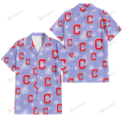 Cleveland Indians Sketch White Hibiscus Violet Background 3D Hawaiian Shirt