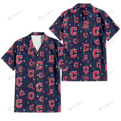 Cleveland Indians Small Hibiscus Buds Navy Background 3D Hawaiian Shirt