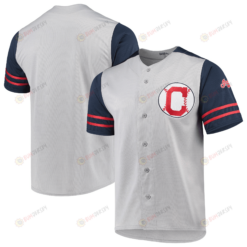 Cleveland Indians Stitches Button-Up Jersey - Gray/Navy Jersey