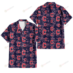 Cleveland Indians Thistle Sketch Hibiscus Dark Slate Blue Background 3D Hawaiian Shirt