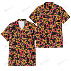 Cleveland Indians Tiny Yellow Hibiscus Black Background 3D Hawaiian Shirt