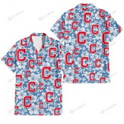 Cleveland Indians White Hibiscus Light Blue Texture Background 3D Hawaiian Shirt