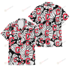 Cleveland Indians White Hibiscus Porcelain Flower Palm Leaf Black 3D Hawaiian Shirt