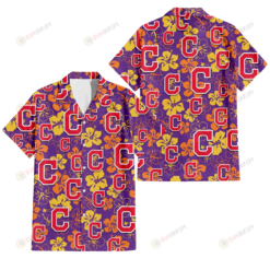 Cleveland Indians Yellow And Orange Hibiscus Purple Background 3D Hawaiian Shirt