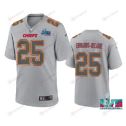 Clyde Edwards-Helaire 25 Kansas City Chiefs Super Bowl LVII Patch Atmosphere Fashion Game Jersey - Gray