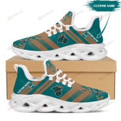 Coastal Carolina Chanticleers Logo Custom Name Pattern 3D Max Soul Sneaker Shoes In Turquoise And Brown