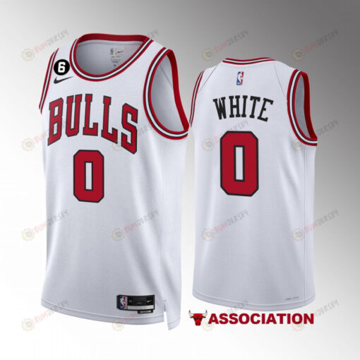 Coby White 0 Chicago Bulls White Men Jersey 2022-23 Association Edition NO.6 Patch