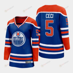 Cody Ceci 5 Edmonton Oilers 2022-23 Home Women Premier Breakaway Player Jersey Royal