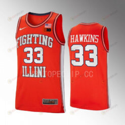 Coleman Hawkins 33 Illinois Fighting Illini Orange Jersey 2022-23 Retro Basketball