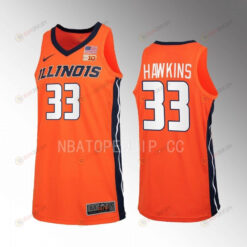 Coleman Hawkins 33 Illinois Fighting Illini Uniform Jersey 2022-23 Basketball Orange