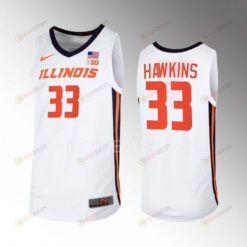Coleman Hawkins 33 Illinois Fighting Illini White Jersey 2022-23 Home Basketball