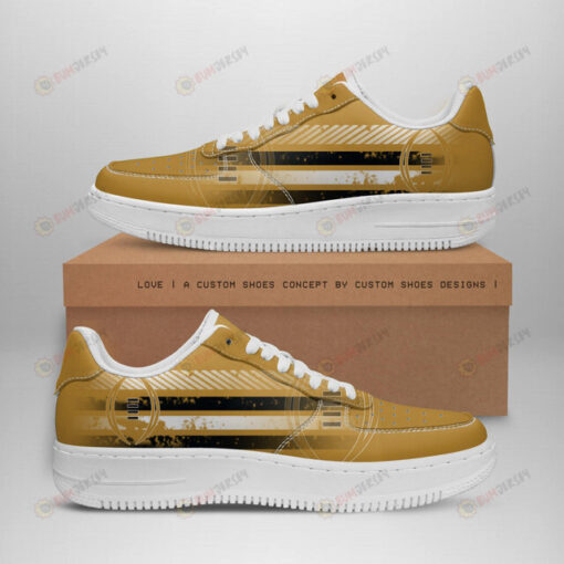 College Football Playoff Logo Stripe Pattern Air Force 1 Printed In Gold