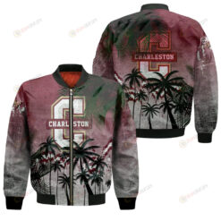 College of Charleston Cougars Bomber Jacket 3D Printed Coconut Tree Tropical Grunge