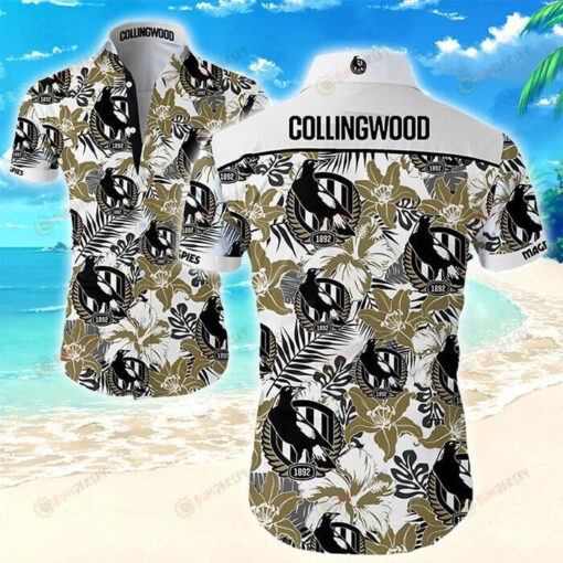 Collingwood Football Club Tropical Flower Curved Hawaiian Shirt