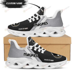 Collingwood Magpies Logo Custom Name Pattern 3D Max Soul Sneaker Shoes In Black And Gray