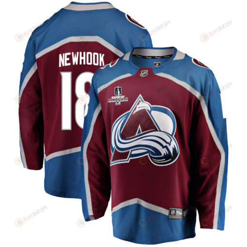 Colorado Avalanche Alex Newhook 18 Home 2022 Stanley Cup Champions Breakaway Men Jersey - Burgundy