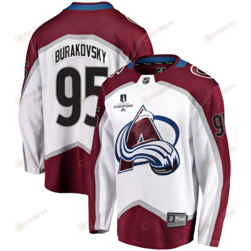 Colorado Avalanche Andre Burakovsky 95 Away 2022 Stanley Cup Champions Breakaway Men Jersey - White