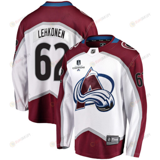 Colorado Avalanche Artturi Lehkonen 62 Away 2022 Stanley Cup Champions Breakaway Men Jersey - White