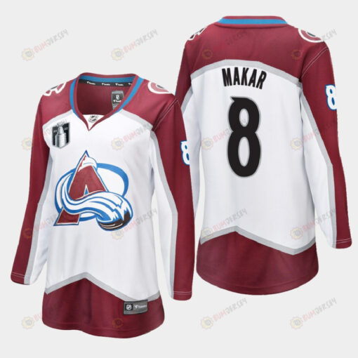 Colorado Avalanche Cale Makar 8 White 2022 Stanley Cup Final Away Jersey Women