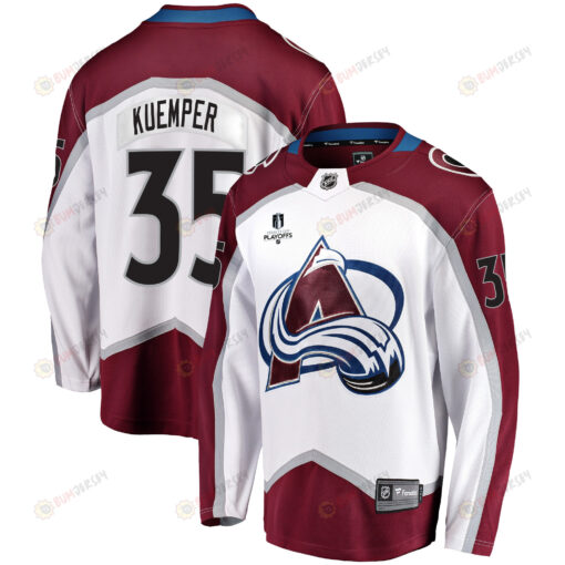 Colorado Avalanche Darcy Kuemper 35 Away 2022 Stanley Cup Playoffs Breakaway Men Jersey - White