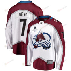 Colorado Avalanche Devon Toews 7 Away 2022 Stanley Cup Champions Breakaway Men Jersey - White