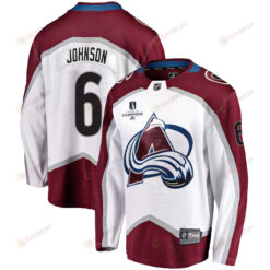 Colorado Avalanche Erik Johnson 6 Away 2022 Stanley Cup Champions Breakaway Men Jersey - White