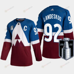 Colorado Avalanche Gabriel Landeskog 92 2022 Western Champs Burgundy Jersey Stadium Series