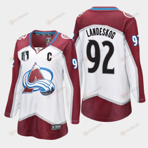 Colorado Avalanche Gabriel Landeskog 92 White 2022 Stanley Cup Final Away Jersey Women