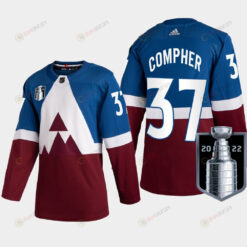 Colorado Avalanche J.T. Compher 37 2022 Western Champs Burgundy Jersey Stadium Series