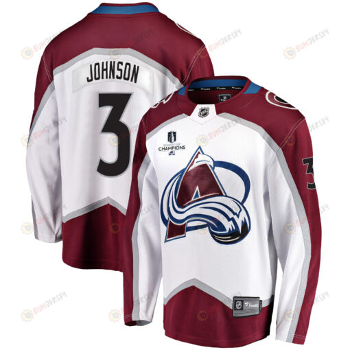 Colorado Avalanche Jack Johnson 3 Away 2022 Stanley Cup Champions Breakaway Men Jersey - White