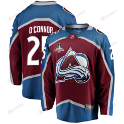 Colorado Avalanche Logan O'Connor 25 Home 2022 Stanley Cup Champions Breakaway Men Jersey - Burgundy