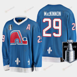 Colorado Avalanche Nathan MacKinnon 29 2022 Western Conference Champs Blue Jersey Heritage