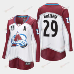 Colorado Avalanche Nathan MacKinnon 29 White 2022 Stanley Cup Final Away Jersey Women