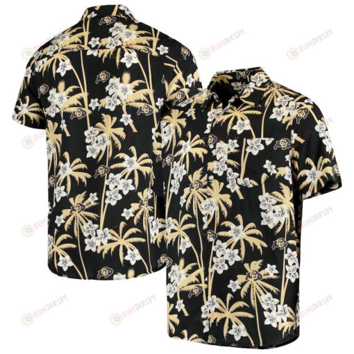 Colorado Buffaloes Black Floral Button-Up Hawaiian Shirt