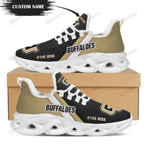 Colorado Buffaloes Logo Custom Name Pattern 3D Max Soul Sneaker Shoes In Black And Brown