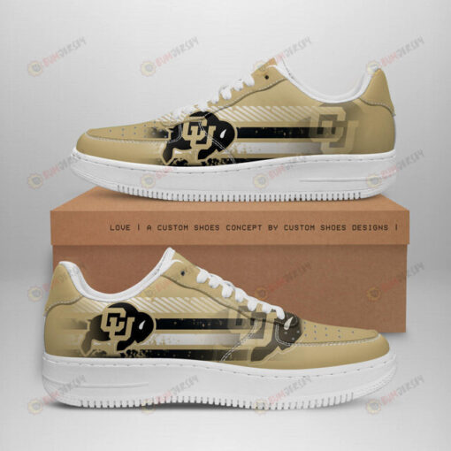 Colorado Buffaloes Logo Stripe Pattern Air Force 1 Printed In Gold