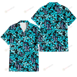 Colorado Rockies Blue Hibiscus Blue Coconut Tree Black Background 3D Hawaiian Shirt