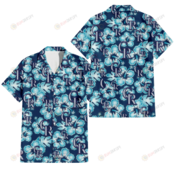Colorado Rockies Dark Turquoise Hibiscus Navy Background 3D Hawaiian Shirt