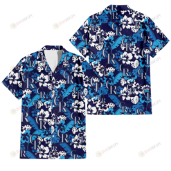 Colorado Rockies Light Blue Hibiscus Banana Leaf Navy Background 3D Hawaiian Shirt