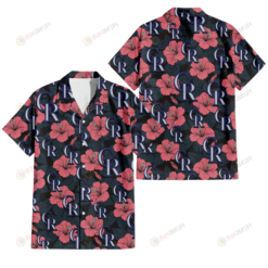 Colorado Rockies Light Coral Hibiscus Gray Leaf Black Background 3D Hawaiian Shirt