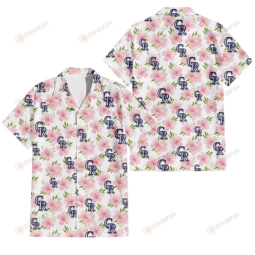 Colorado Rockies Light Pink Hibiscus White Background 3D Hawaiian Shirt