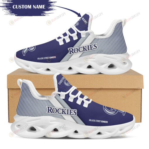 Colorado Rockies Logo Custom Name Pattern 3D Max Soul Sneaker Shoes In Purple And Gray